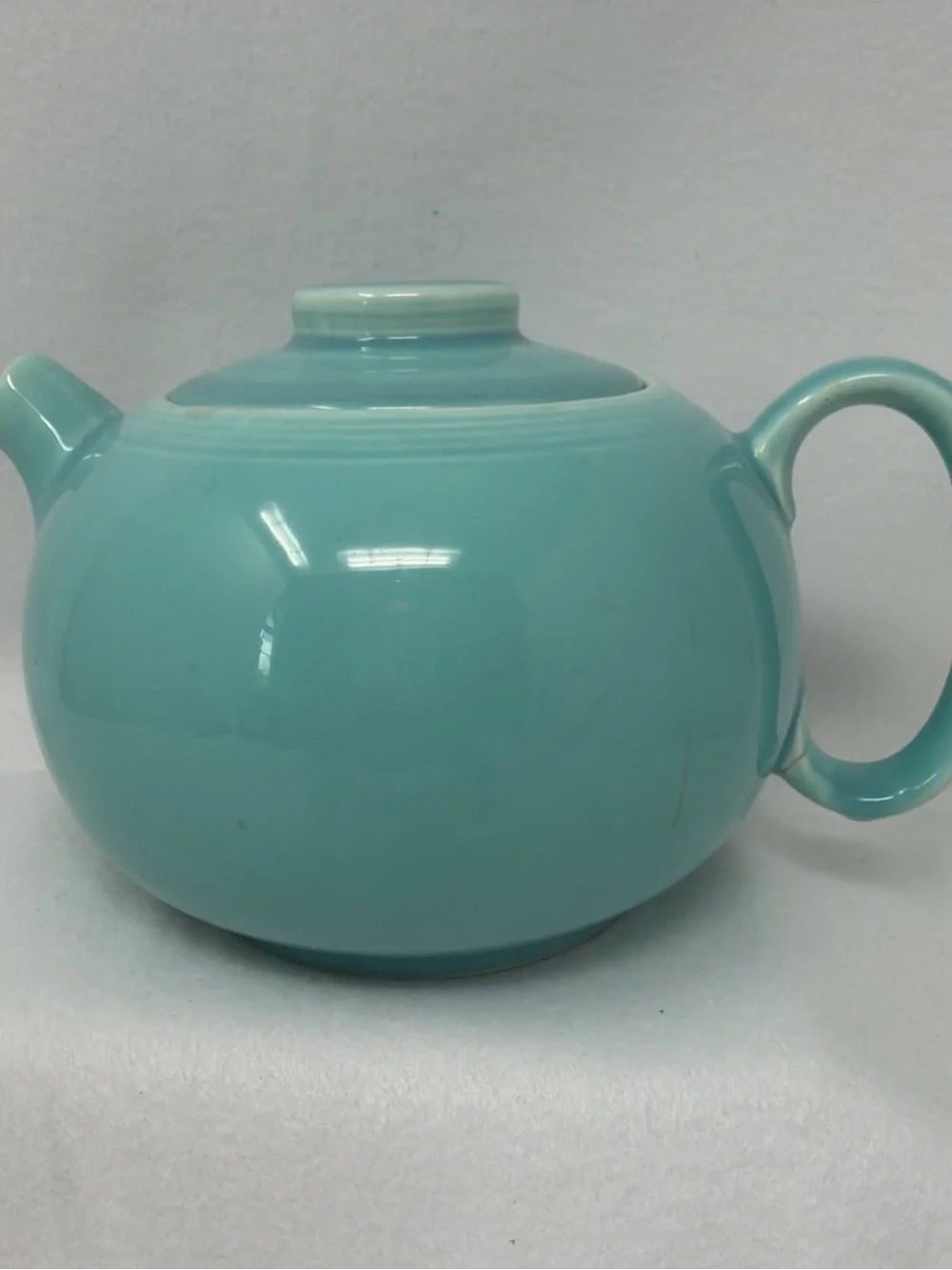 Vintage Teal Ceramic Teapot with Lid
